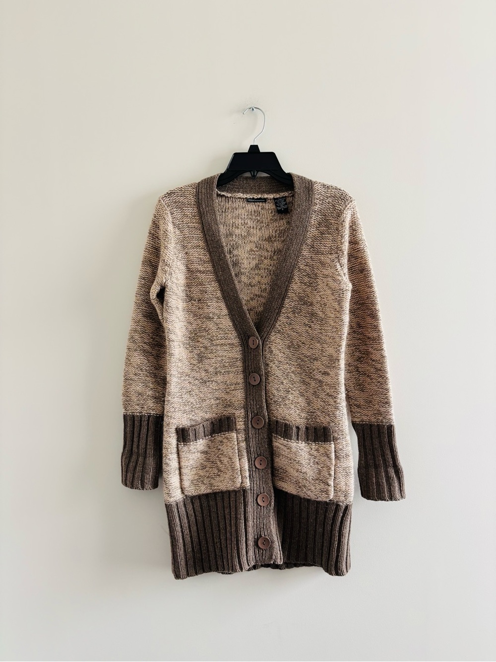 Y2K Moda International Cardigan Sweater Long Tan Wool Women S Preppy Granola 90s
